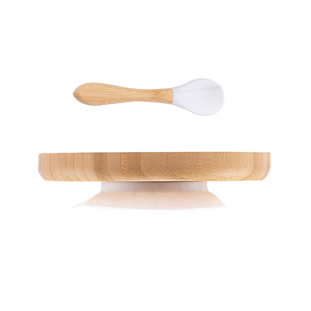 Suction Base Baby Bamboo Plate with Spoon